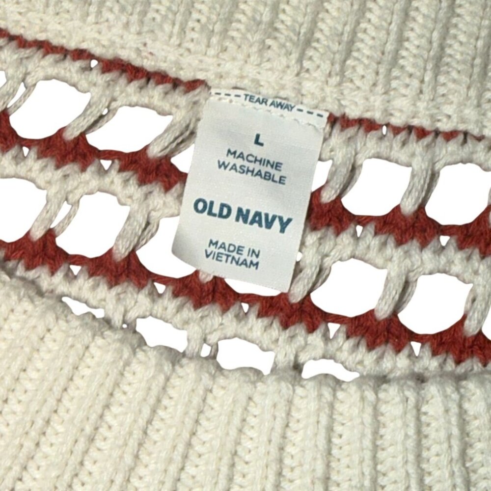 Old Navy Womens Red & White Striped Open-Stitch Sweater-L-GUC - Picture 3 of 6